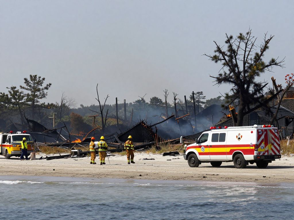 Coastal fire aftermath on Fripp Island