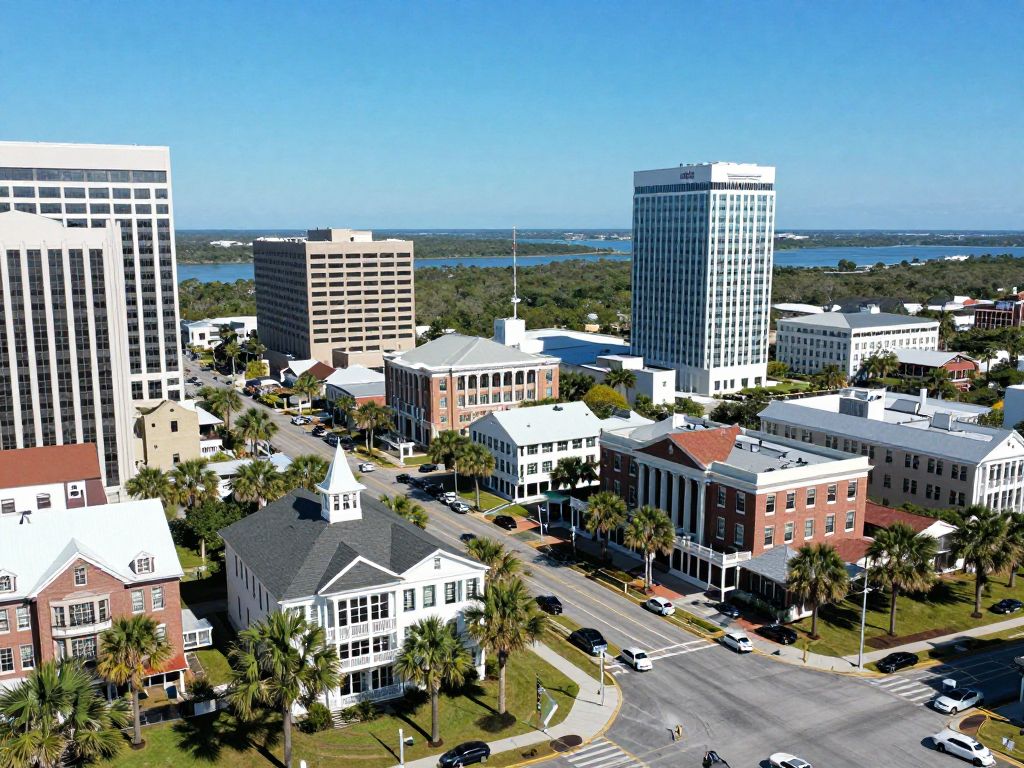 Vibrant business district of Hilton Head Island representing economic innovation