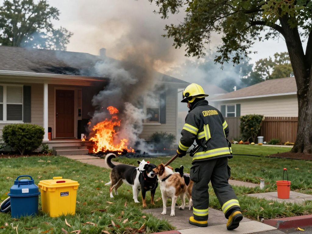 A scene depicting the rescue efforts during a house fire in Hilton Head.