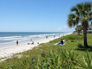 Tourists enjoying the beach on Hilton Head Island