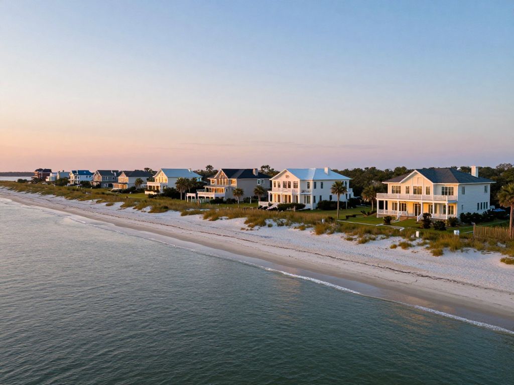 A picturesque view of Hilton Head Island showcasing luxury homes and serene beaches.