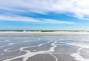 Winter weather on Hilton Head Island with icy beach views.