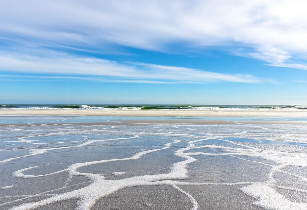 Winter weather on Hilton Head Island with icy beach views.