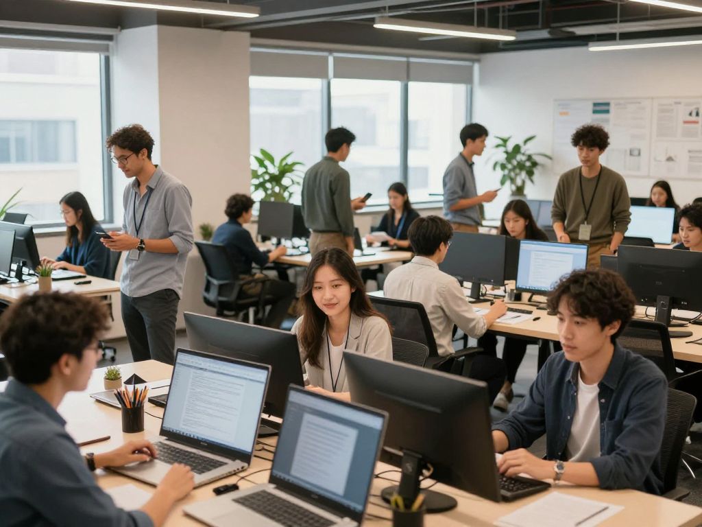 Entrepreneurs collaborating in a modern coworking space in Hilton Head