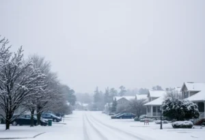 A snowy scene in Hilton Head Island during a winter storm