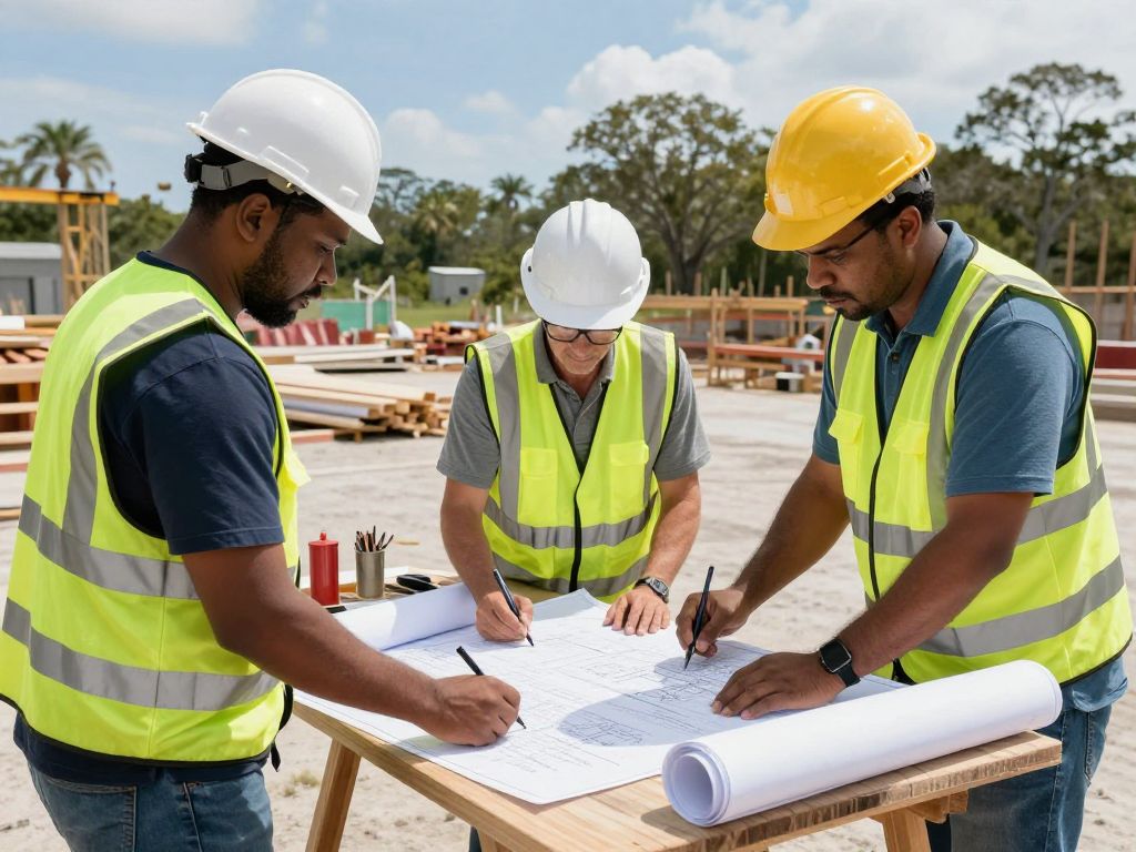 Workers engaged in proactive construction planning on Hilton Head Island.