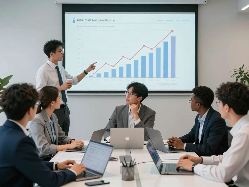 A diverse team in a financial office working on investment strategies