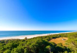 Scenic view of Hilton Head Island with clear skies and beach.