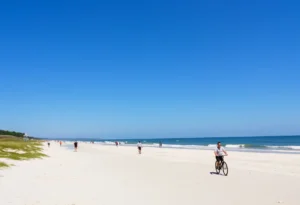 Beach view of Hilton Head Island with clear blue skies