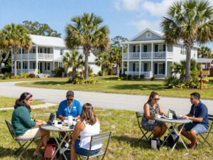 Local entrepreneurs in Hilton Head, SC working together in an engaging business environment.