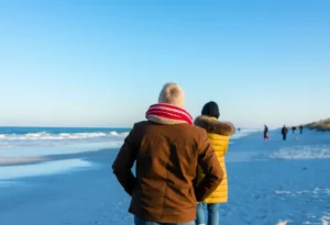 Beach on Hilton Head Island with chilly weather