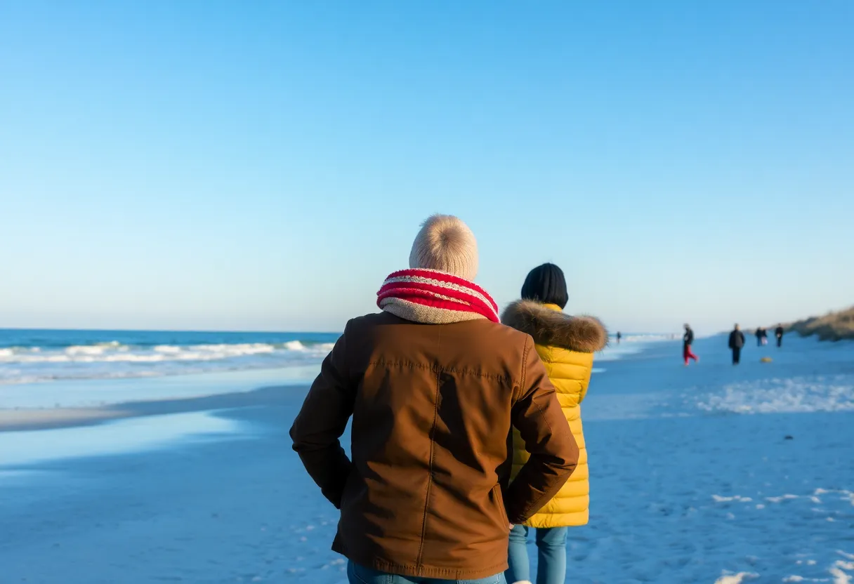 Beach on Hilton Head Island with chilly weather