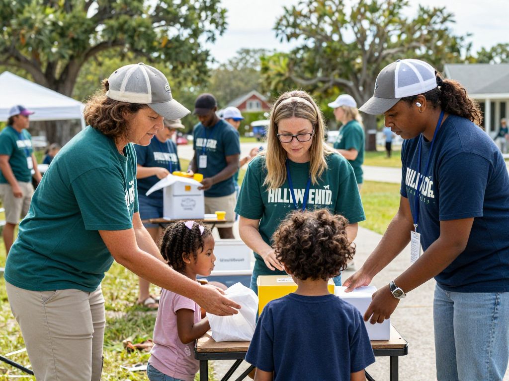 Volunteers providing aid to families in need in Hilton Head