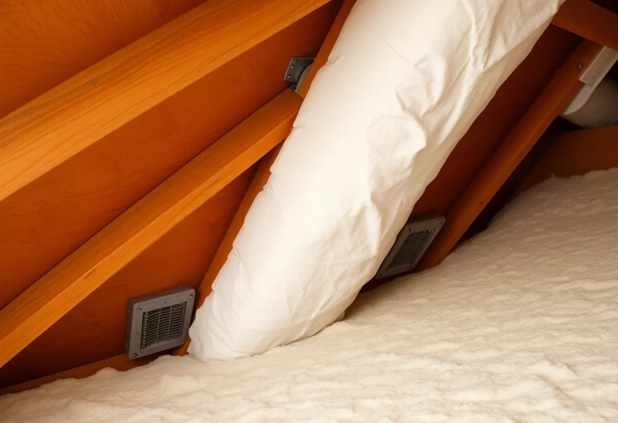 Image showing an attic with proper roof ventilation and insulation.
