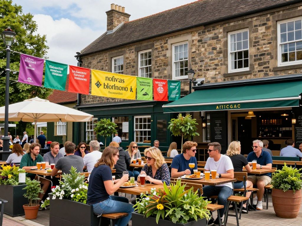 People enjoying the outdoor beer garden at The Bank in Hilton Head.