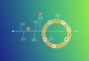 Illustration of a customer journey map with touchpoints and stages.