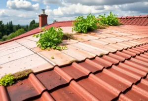 A home demonstrating effective roof heat management techniques such as insulation, reflective coatings, and a green roof.