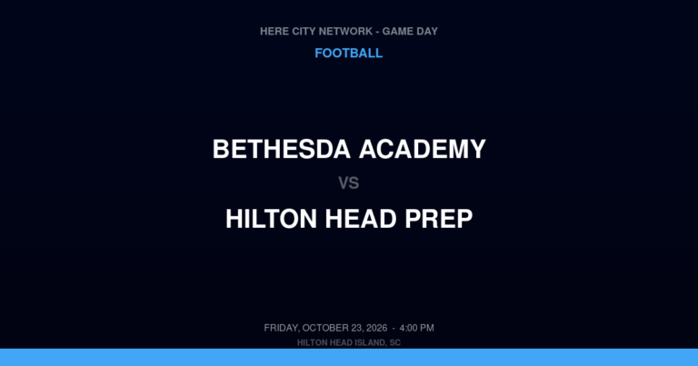 Bethesda Academy vs. Hilton Head Prep — Football Game Day — Hilton Head Island, SC — Oct 23, 2026