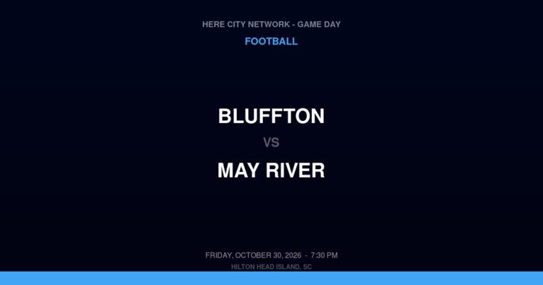 Bluffton vs. May River — Football Game Day — Bluffton, SC — Oct 30, 2026