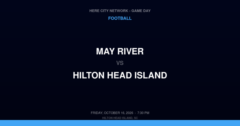 May River vs. Hilton Head Island — Football Game Day — Hilton Head Island, SC — Oct 16, 2026